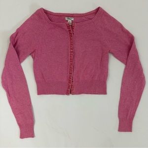 American Eagle Outfitters Pink Cropped Button-Up Cardigan